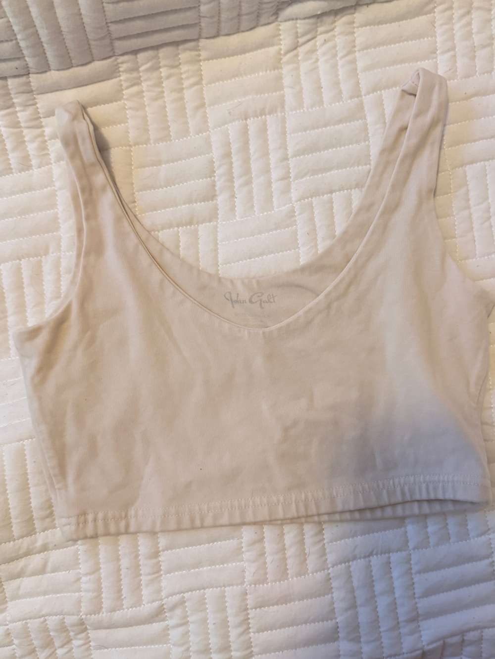 Brandy Melville Cream Ribbed Crop Tank